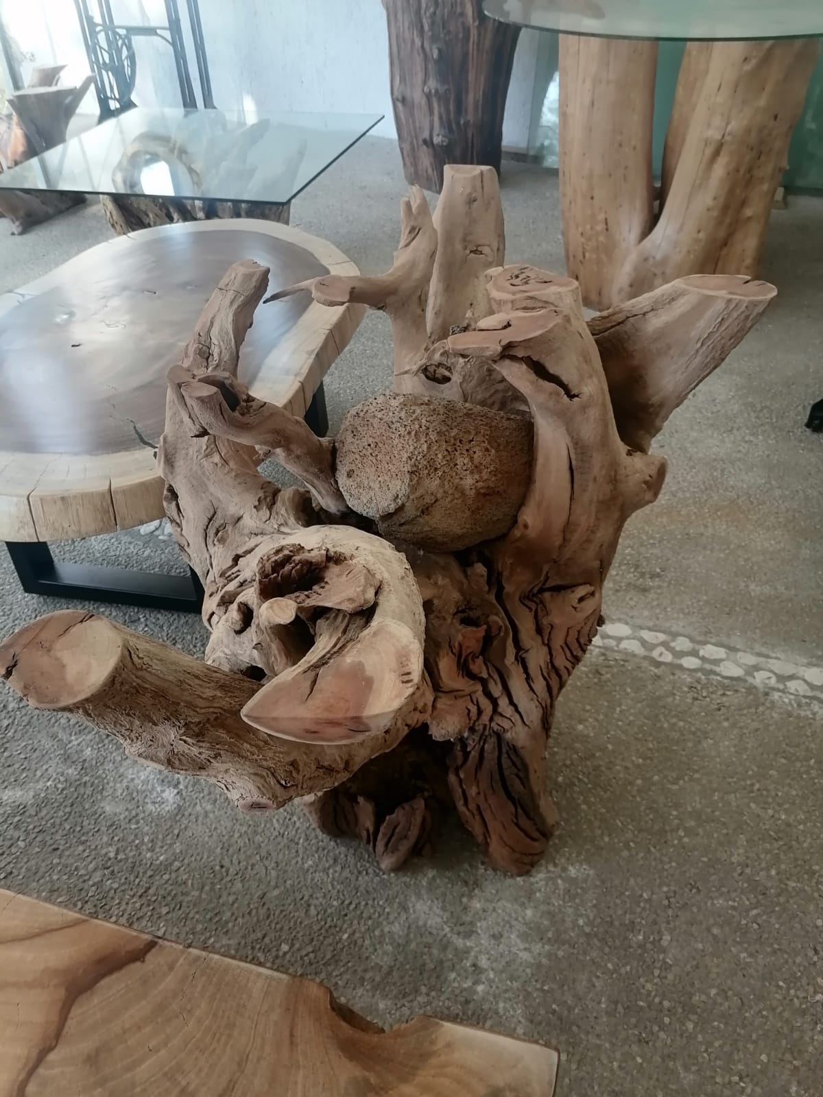 Mesa Tronco Raíz de Madera - Mesa de Centro