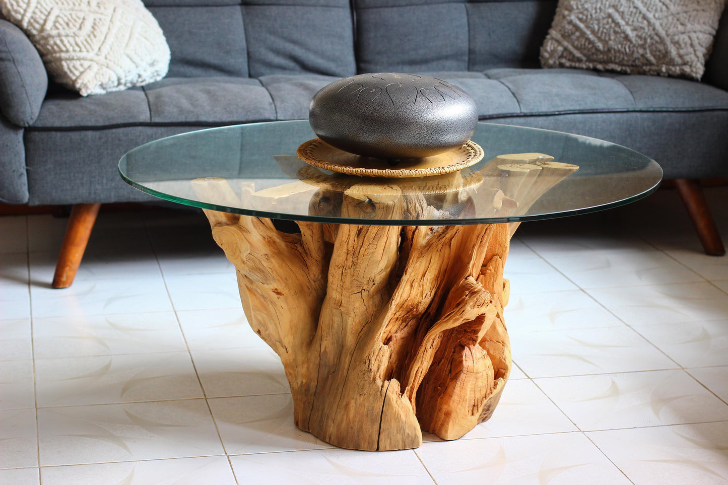 Mesa Tronco Raíz de Madera - Mesa de Centro