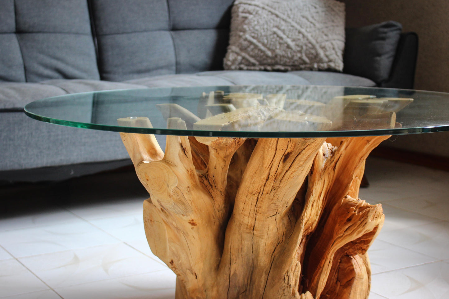 Mesa Tronco Raíz de Madera - Mesa de Centro