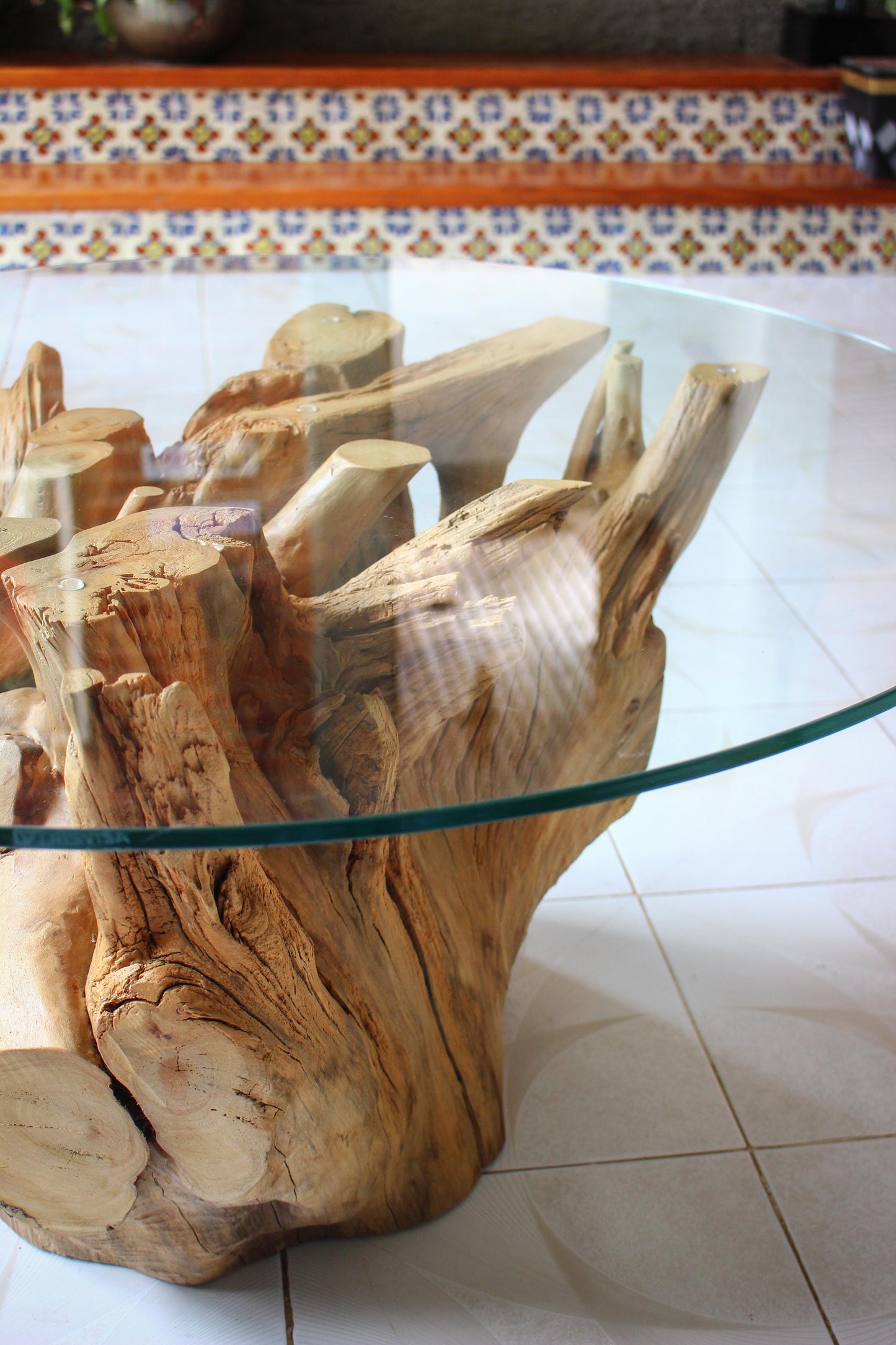 Mesa Tronco Raíz de Madera - Mesa de Centro