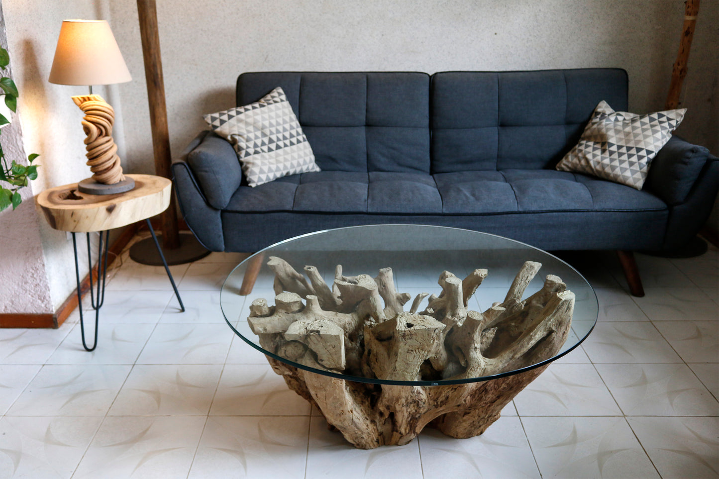 Mesa Tronco Raíz de Madera - Mesa de Centro
