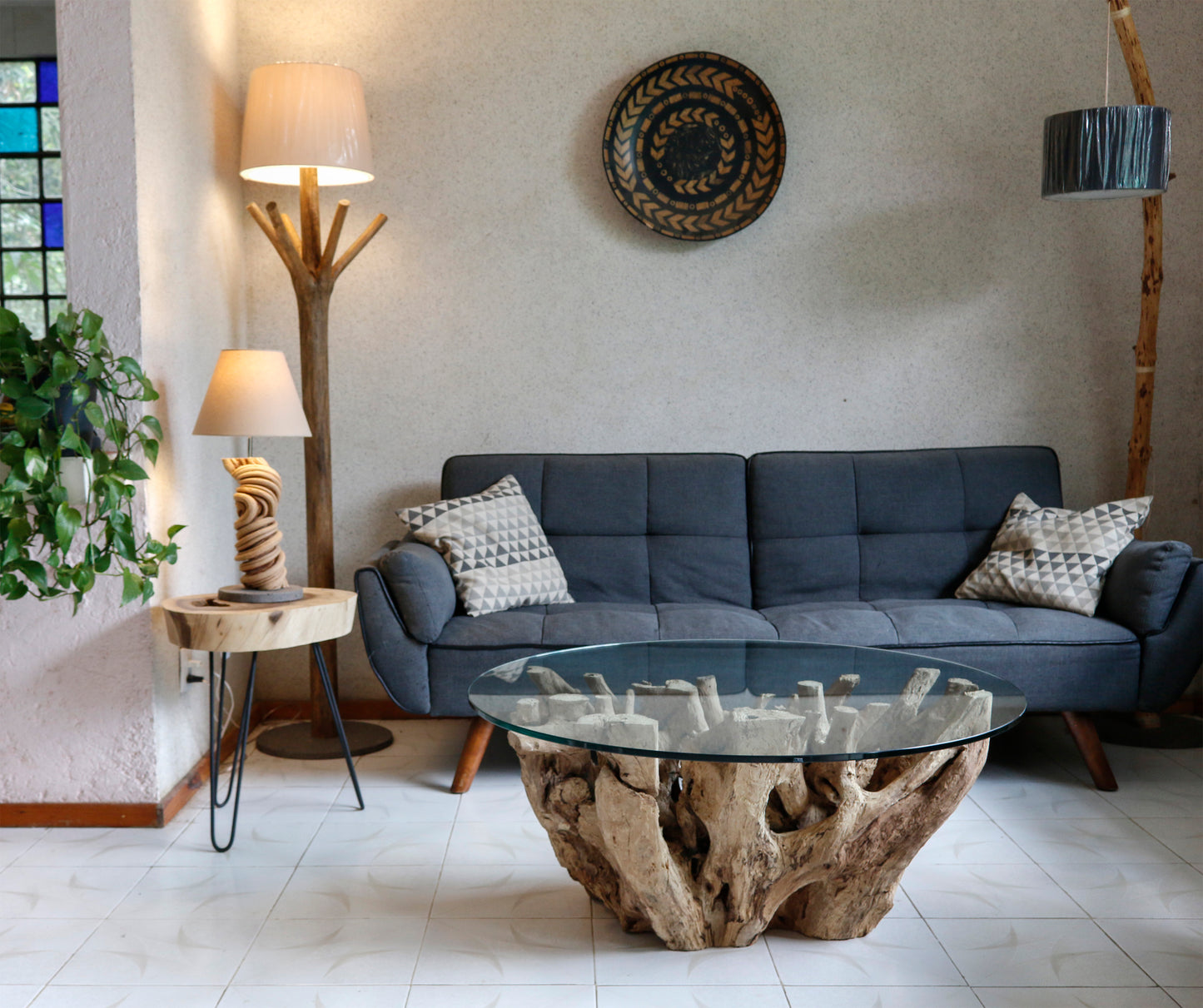 Mesa Tronco Raíz de Madera - Mesa de Centro